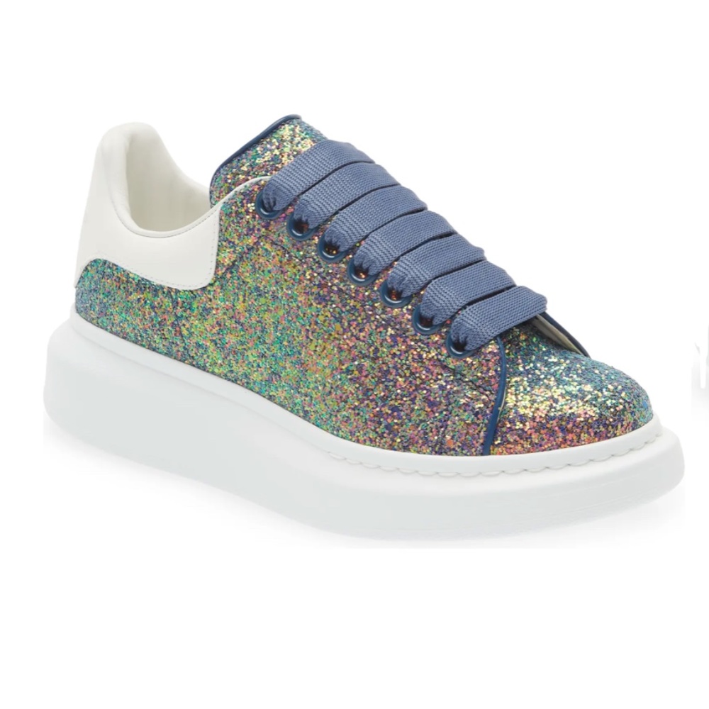 NIB $650 Alexander McQueen Glitter Oversize Platform Sneaker- size 40.5!